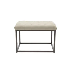 24" Button Tufted Metal Ottoman - WOVENBYRD -Homcom Crosley Shop GUEST 73f08f1b 7193 4f68 98b3 021425e35ff1
