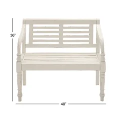 Farmhouse Mahogany Bench White - Olivia & May -Homcom Crosley Shop GUEST 74e2e477 149a 4761 9def 448c01a449e5