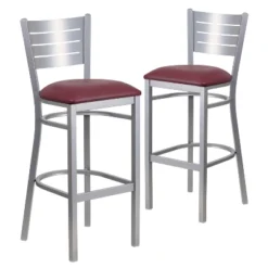 Emma And Oliver 2 Pack Silver Slat Back Metal Restaurant Barstool -Homcom Crosley Shop GUEST 7521e646 3ce9 4572 b478 a473b06caf09