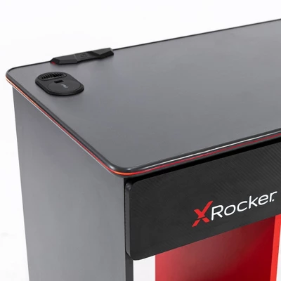 Carbon-Tek Gaming Desk With LED Gray/Red - X Rocker 4 Carbon-Tek Gaming Desk With LED Gray/Red - X Rocker - Image 2