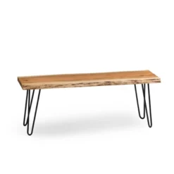 48" Hairpin Live Edge Wood Bench With Coat Hook Set Natural - Alaterre Furniture -Homcom Crosley Shop GUEST 76fa8a27 5dd0 4ed1 813a 628a1739a157