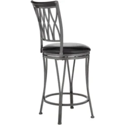 Elm Lane Black Swivel Bar Stools Set Of 2 24 1/2" High Traditional Round Cushion Upholstered Kitchen Counter Height Island Home -Homcom Crosley Shop GUEST 773784e4 18bc 4044 9302 323f699673eb