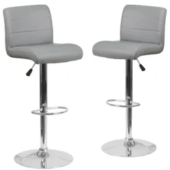 Emma And Oliver 2 Pack Contemporary Vinyl Adjustable Height Barstool With Rolled Seat And Chrome Base -Homcom Crosley Shop GUEST 77710569 dd23 4b3a b5c5 5defdae1ddf2