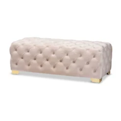 Avara Velvet Button Tufted Bench Ottoman - Baxton Studio -Homcom Crosley Shop GUEST 77728033 9671 41c2 af66 bae7a9557f9a