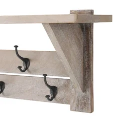 40" Castleton Mango Wood Bench And Coat Hook With Shelf Driftwood - Alaterre Furniture -Homcom Crosley Shop GUEST 77f72e42 df72 4318 969b d64a25e3d4d3