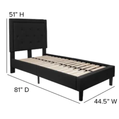 Flash Furniture Roxbury Twin Size Tufted Upholstered Platform Bed In Black Fabric -Homcom Crosley Shop GUEST 782e4c9e 035a 44c4 8f3f 91bb78a58e58