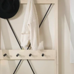 68" Solid Wood X Back Angled Hall Tree White Wash - Saracina Home -Homcom Crosley Shop GUEST 78968422 3a86 4771 9a4e 0ef03d7daf18