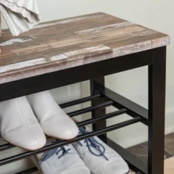 31.5" Entryway Storage Bench And Shoe Rack Distressed Wood Finish Brown - Danya B. -Homcom Crosley Shop GUEST 78aa95a3 81e1 44aa bbb4 344e1499bbdd