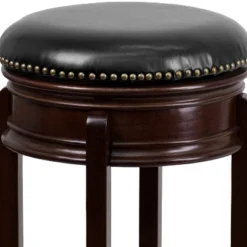 Merrick Lane 30" Backless Swivel Barstool, Upholstered With Nail Trim, Carved Apron, And Wood Frame -Homcom Crosley Shop GUEST 7a8b1469 4d9f 42b2 b0e3 5b3ca0bb2d68