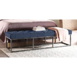 Danes Tufted Bench With Iron Legs - Finch