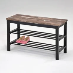31.5" Entryway Storage Bench And Shoe Rack Distressed Wood Finish Brown - Danya B. -Homcom Crosley Shop GUEST 7bef36df 61ee 42b1 8aec 995d66498622