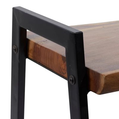 Natural Wooden Bench Brown - Olivia & May 7 Natural Wooden Bench Brown - Olivia & May - Image 5