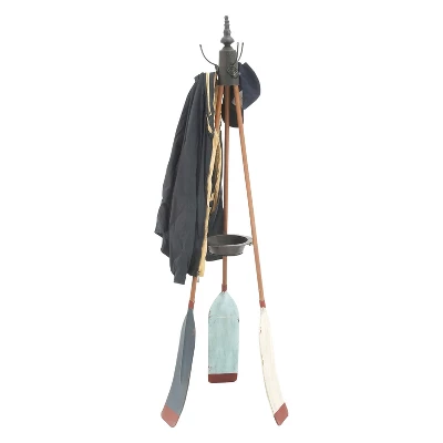 Metal Nautical Style Coat Rack Tripod Base - Olivia & May 3 Metal Nautical Style Coat Rack Tripod Base - Olivia & May