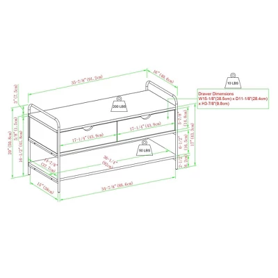 Modern 2 Drawer Storage Entry Bench - Saracina Home 11 Modern 2 Drawer Storage Entry Bench - Saracina Home - Image 9