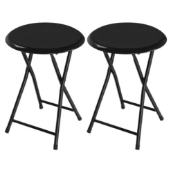 Trademark Home Heavy-Duty 24-Inch Folding Stools With Padded Seats, Black, Set Of 2 -Homcom Crosley Shop GUEST 7d326db5 b39a 4006 b384 359eb4b77435