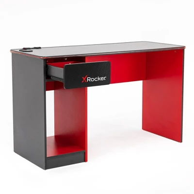 Carbon-Tek Gaming Desk With LED Gray/Red - X Rocker 3 Carbon-Tek Gaming Desk With LED Gray/Red - X Rocker