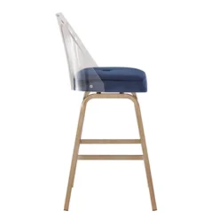 Set Of 2 29" Svana Champagne Gold Finish Velvet Barstools Navy - Inspire Q -Homcom Crosley Shop GUEST 7daf1714 d9a2 45bb bee8 bb113b328e21