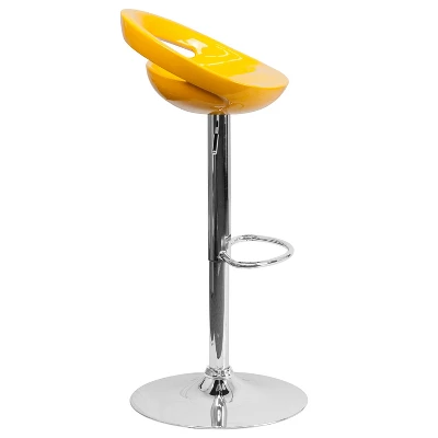 Emma And Oliver Yellow Plastic Adjustable Height Barstool With Chrome Base 9 Emma And Oliver Yellow Plastic Adjustable Height Barstool With Chrome Base - Image 7