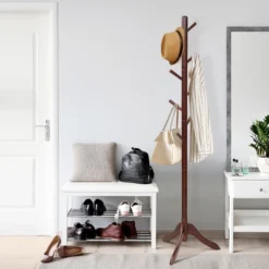 Costway Wooden Coat Rack Stand Entryway Hall Tree 2 Adjustable Height W/ 8 Hooks GrayBrown 17 Costway Wooden Coat Rack Stand Entryway Hall Tree 2 Adjustable Height W/ 8 Hooks GrayBrown -Homcom Crosley Shop GUEST 7e4f65f4 068b 4991 a480 a0b95972d6e7