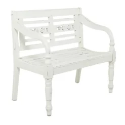 Farmhouse Mahogany Bench White - Olivia & May -Homcom Crosley Shop GUEST 7e6c4eaf 3314 42c2 a4b4 5d3addf271c3