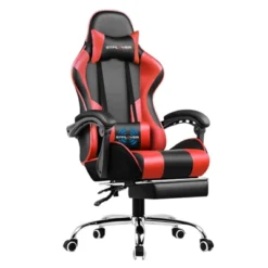 Gaming Chair With Footrest And Ergonomic Lumbar Massage Pillow PU Leather Office Chair - GTRACING -Homcom Crosley Shop GUEST 7f4b90f6 949d 401d ab85 38ef19760b7c