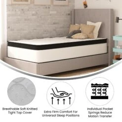 Merrick Lane 12 Inch Extra Firm Hybrid Pocket Spring & CertiPUR-US Certified Foam Mattress In A Box -Homcom Crosley Shop GUEST 7fba3088 35fb 4c83 8490 4fe595b8faeb
