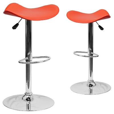 Emma And Oliver 2 Pack Contemporary Vinyl Adjustable Height Barstool With Wavy Seat And Chrome Base 4 Emma And Oliver 2 Pack Contemporary Vinyl Adjustable Height Barstool With Wavy Seat And Chrome Base - Image 2