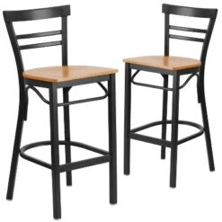 Emma And Oliver 2 Pack Two-Slat Ladder Back Metal Restaurant Barstool -Homcom Crosley Shop GUEST 81652a5f 0785 40bc af4a 99f6f6c30595