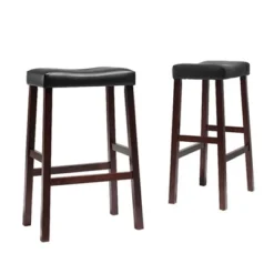 Set Of 2 29" Upholstered Saddle Seat Barstools Vintage Mahogany - Crosley -Homcom Crosley Shop GUEST 81faa332 8e63 4231 b8ad 2309dad08b96