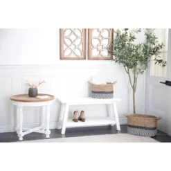 Farmhouse Solid Wood Bench White - Olivia & May
