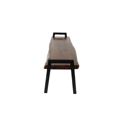 Natural Wooden Bench Brown - Olivia & May 4 Natural Wooden Bench Brown - Olivia & May - Image 2