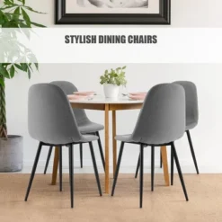 Tangkula Dining Chairs Set Of 4 Upholstered Fabric Chairs W/Metal Legs For Living Room -Homcom Crosley Shop GUEST 836151d7 ac48 41be 90db c41218b907b6