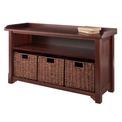 22.05" 4pc Milan Storage Hall Bench With Baskets Walnut - Winsome 14 22.05" 4pc Milan Storage Hall Bench With Baskets Walnut - Winsome - Image 12