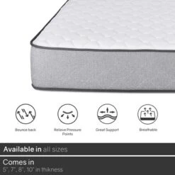 Continental Sleep, 8-Inch Medium Firm Tight Top High Density Foam Mattress. -Homcom Crosley Shop GUEST 83707476 8bb9 4d67 ae97 9ca9ac0865c5 2