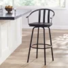 Elm Lane Black Bar Stool 25 3/8" High Modern Industrial Wood Seat Curved Arm With Footrest Backrest Kitchen Counter Height Island -Homcom Crosley Shop GUEST 84981fe9 57b6 48b7 8e72 ef67c86ea7e1