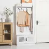 HOMCOM Modern Hall Tree, Entryway Coat Rack With Shoe Bench, 5 Hooks, Storage Shelf And Slatted Door Cabinet For Hallway, White 2 HOMCOM Modern Hall Tree, Entryway Coat Rack With Shoe Bench, 5 Hooks, Storage Shelf And Slatted Door Cabinet For Hallway, White -Homcom Crosley Shop GUEST 84b8fd57 14ef 4aec b6ab e2ec71201076
