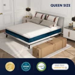 Costway 10'' Jacquard Hybrid Mattress Plush Gel Infused Memory Foam Bamboo Charcoal Queen -Homcom Crosley Shop GUEST 8515f6d7 9b82 49b6 94ad 9079f9681df1