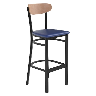 Emma And Oliver Industrial Barstool With Rolled Steel Frame And Solid Wood Seat - 500 Lbs. Static Weight Capacity 22 Emma And Oliver Industrial Barstool With Rolled Steel Frame And Solid Wood Seat - 500 Lbs. Static Weight Capacity - Image 20