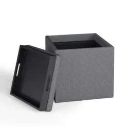 17" Townsend Cube Storage Ottoman With Tray - WyndenHall -Homcom Crosley Shop GUEST 8591f135 6ff1 43cf b953 148453da64a0