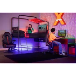 Twin Contra Customizable Mid-Sleeper Gaming Bed With TV Mount For TVs Up To 32" Black - X Rocker -Homcom Crosley Shop GUEST 86c7936d a4fa 4c9d b24a 7c36c00d6b0e