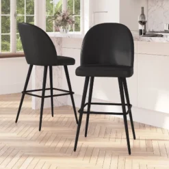 Merrick Lane Set Of 2 Modern Armless Barstools With Contoured Backs, Steel Frames, And Integrated Footrests -Homcom Crosley Shop GUEST 86f37771 123c 424b acb5 52435ab7181d