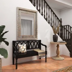 Farmhouse Wood Sitting Bench - Olivia & May -Homcom Crosley Shop GUEST 87468493 2db8 4fbe 8d20 41f06f865b7c