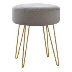 16" Round Upholstered Ottoman With Hairpin Metal Legs - EveryRoom -Homcom Crosley Shop GUEST 87b9b012 b58f 48fa abb0 9f873bf277c5