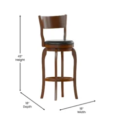 Merrick Lane 30" Classic Wooden Open Back Swivel Bar Height Pub Stool With Upholstered Padded Seat And Integrated Footrest -Homcom Crosley Shop GUEST 87c3ce1f 0dbb 4fae b574 31f74eab530b