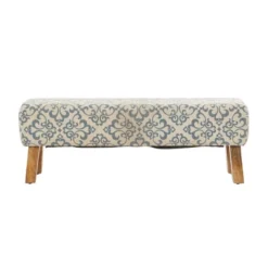 Bohemian Wood Upholstered Fabric Bench Large Cream - Olivia & May -Homcom Crosley Shop GUEST 8800ff4b 5d4e 4b4a b5a5 fb3779575044