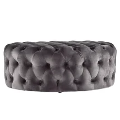 Beekman Place Velvet Button Tufted Round Cocktail Ottoman - Inspire Q -Homcom Crosley Shop GUEST 8859bc88 4367 449e b635 6b827ab0b753