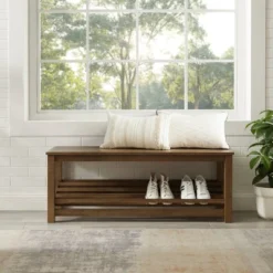 Modern Farmhouse Solid Wood Shoe Storage Entry Bench Rustic Oak - Saracina Home -Homcom Crosley Shop GUEST 8873dec7 d2f6 4b81 970d 33db280697a9