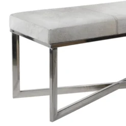 Contemporary Stainless Steel Rectangular Cowhide Bench - Olivia & May -Homcom Crosley Shop GUEST 8896efcd 9307 407a a724 f02ccea0509c