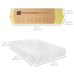 Best Choice Products 12in 3-Layer Medium-Plush Bamboo Charcoal Gel & Green Tea Infused Memory Foam Mattress -Homcom Crosley Shop GUEST 8901f699 b109 429f 8fe1 b0c20e10b384