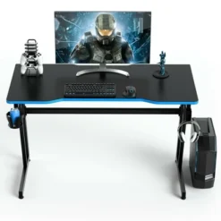 Costway 47.5'' Gaming Desk Z-Shaped Computer Office Table W/Gaming Handle Rack Red/Blue -Homcom Crosley Shop GUEST 893241fc 43ce 4bd2 a6f5 37599ed4a5e2